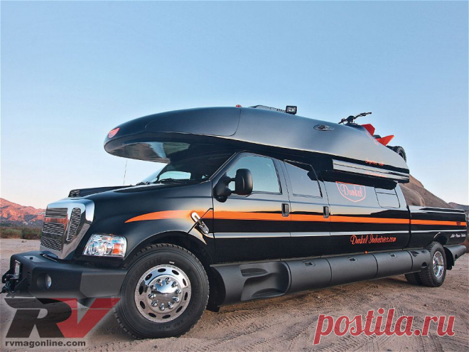Dunkel Industries Luxery Ford F650 4X4 Expedition Truck Front Left View Photo 1