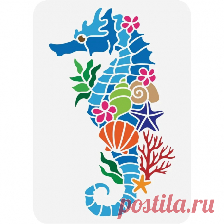 Plantilla de caballito de mar reutilizable, 8,3x11,7 pulgadas, concha de caballito de mar, estrella de Mar, Coral, animales marinos, plantilla de dibujo, tema del océano de verano - AliExpress