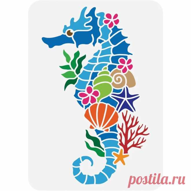 Plantilla de caballito de mar reutilizable, 8,3x11,7 pulgadas, concha de caballito de mar, estrella de Mar, Coral, animales marinos, plantilla de dibujo, tema del océano de verano - AliExpress