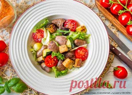 Салат с куриными сердечками и баклажаном - его просто надо попробовать, чтобы оценить вкус!