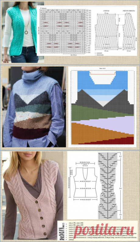 Жилет спицами - и для тепла, и для красоты, и модно - модели плюс схемы | МНЕ ИНТЕРЕСНО | Яндекс Дзен