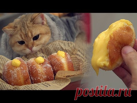 Пончики с заварным и ванильным кремом [без духовки]
