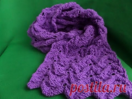 Вязание спицами. Ажурный шарф спицами. Knitting (Hobby).