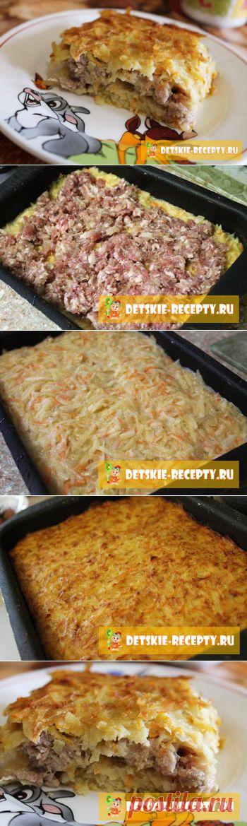 Картофельная бабка с фаршем в духовке | ДЕТСКИЕ РЕЦЕПТЫ, БЛЮДА