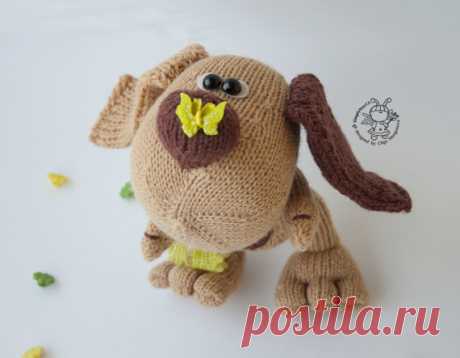Funny Puppy knitting pattern knitted round.Puppy by simplytoys13