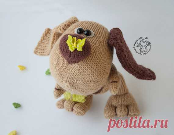 Funny Puppy knitting pattern knitted round.Puppy by simplytoys13