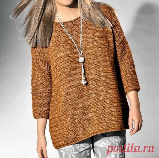 Модный джемпер для дам до 62-го размера (Вязание спицами) – Журнал Вдохновение Рукодельницы