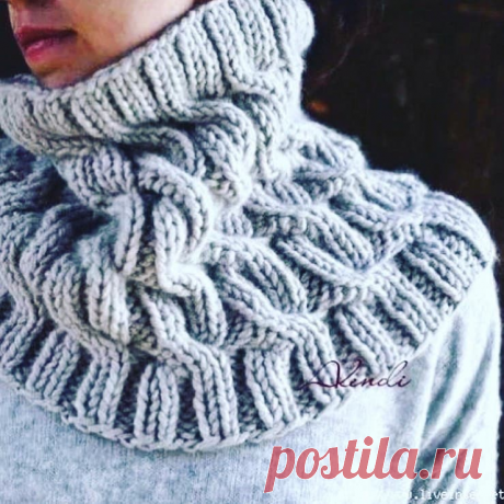 Зимний снуд с косами спицами - KNITTLY.ART
