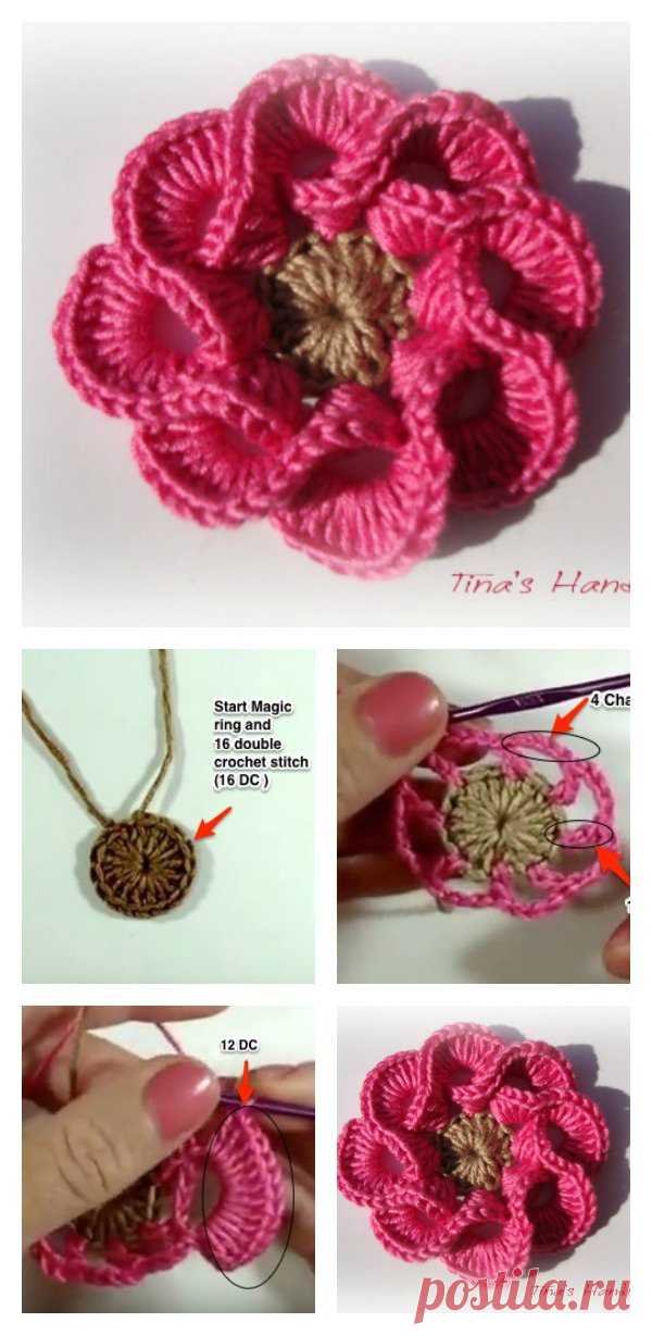 How to Crochet 3D Flowers with Multi Petals -