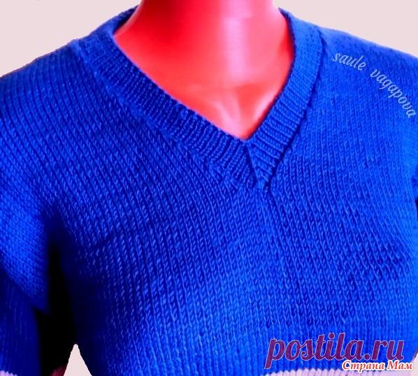 Мой простой пуловер, V-вырез со средней петлей, спущенные рукава (спицы) - Вязание - Страна Мам