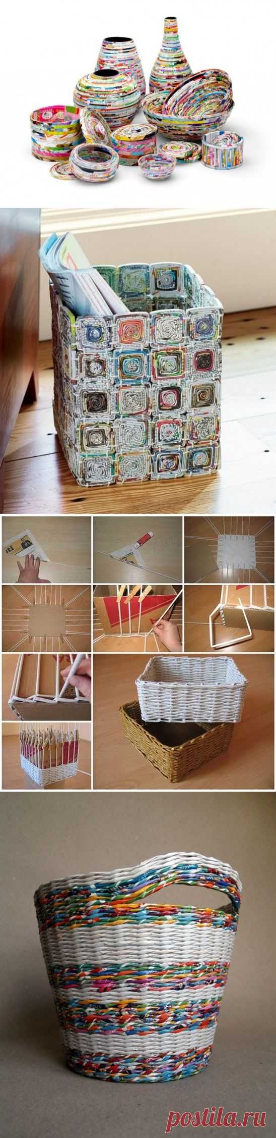 Плетение из газетных трубочек