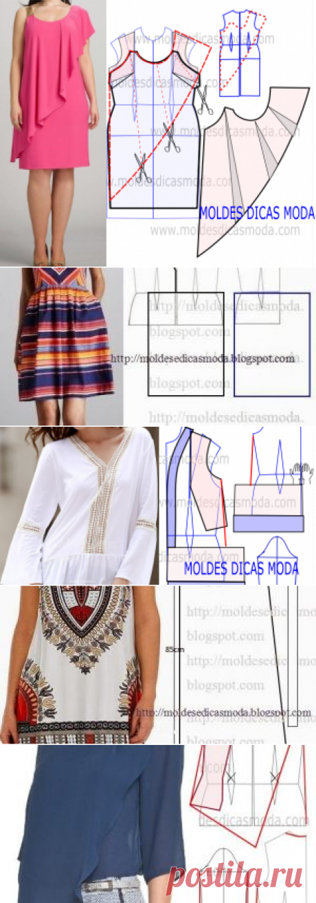MOLDE VESTIDO DUPLO -261 - Moldes Moda por Medida