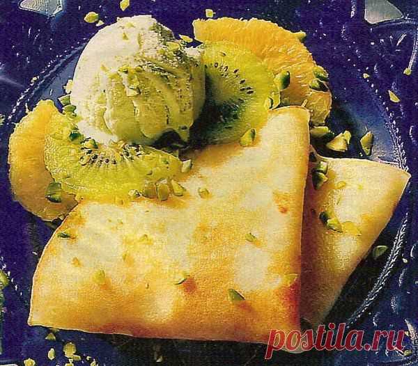 БЛИНЧИКИ С ФРУКТАМИ И МОРОЖЕНЫМ