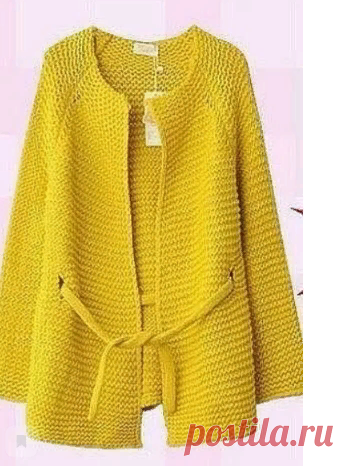 Яркий жакет простой платочной вязкой (Вязание спицами) – Журнал Вдохновение Рукодельницы