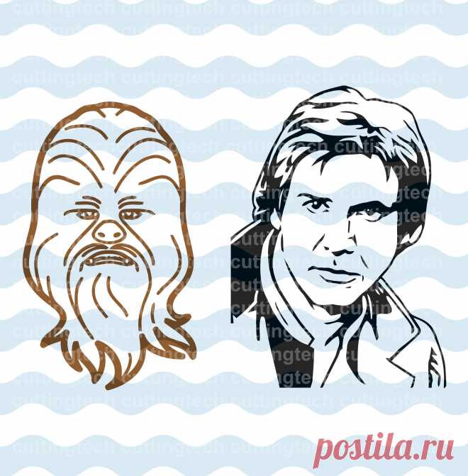 Han Solo and his friend Chewbacca wookie SVG PNG Cut Files