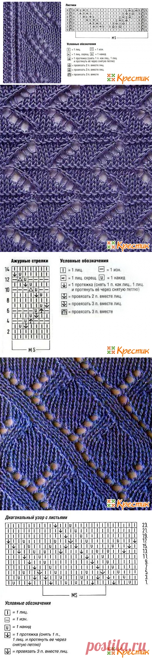 Ажурные узоры спицами: великолепная подборка