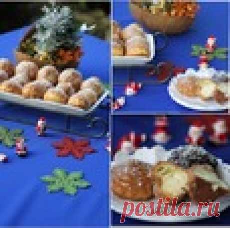 Профитроли с кокосовым кремом и помадкой Кулинарный рецепт