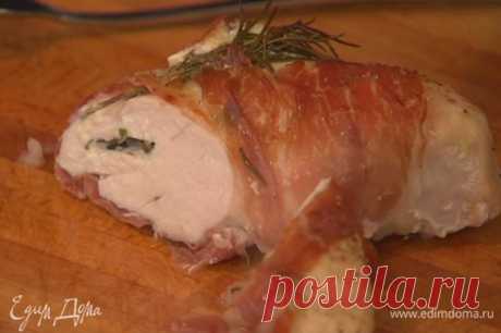 Куриные грудки, фаршированные козьим сыром и зеленью. Ингредиенты: куриные грудки, ветчина, чеснок молодой