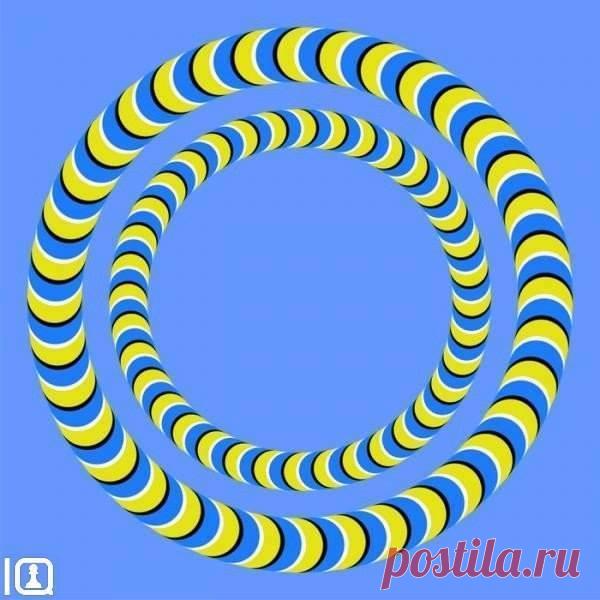 Эту иллюзию изобрел японский психиатр Акиоши Китаока. Он утверждает, что иллюзия неподвижна для спокойных, уравновешенных и отдохнувших людей. Если же иллюзия активно движется, то вам нужен отдых и сон в течение 8 часов. Ну, а если же иллюзия очень быстро движется, то вам срочно нужен… отдых в больнице. 
Итак, проверяем себя, и если что – начинаем отдыхать!