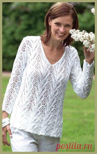 Нарядный пуловер с V-образным вырезом горловины
