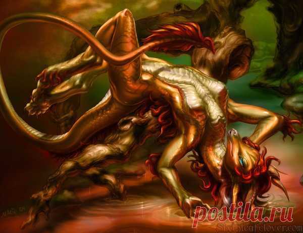 Orange Temptation A dragoness is relaxing on top of a rock over a water pond. A commission for Orange04. Character Concept © Lisa Willis