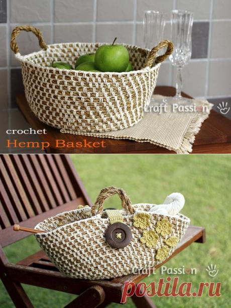 Как связать корзину крючком.