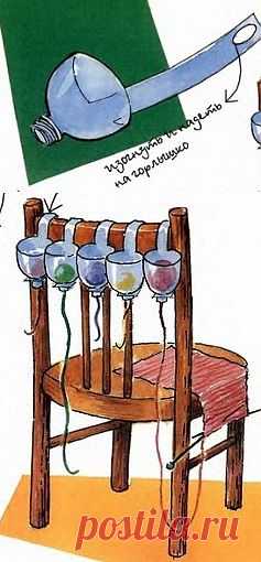 Полезная поделка из пластиковой бутылки "Держатель для клубков"