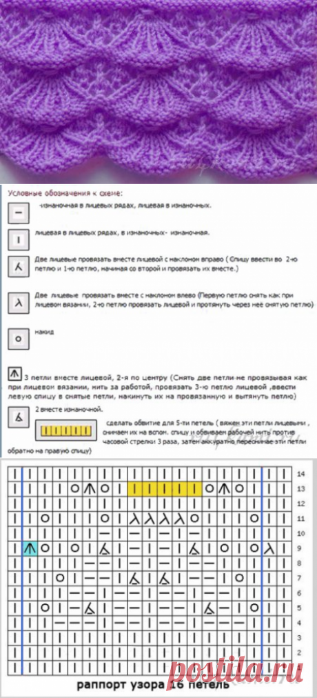 «Фестоны» узоры спицами » Сайт &quot;Ручками&quot; - делаем вещи своими руками