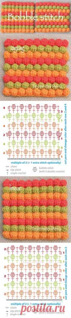 #Crochet block #stitch chart #pattern diagram via @tejiendoperu | BEYZA's Häkelkiste | Вязаные Крючком Блоки, Стежки и Диаграмм