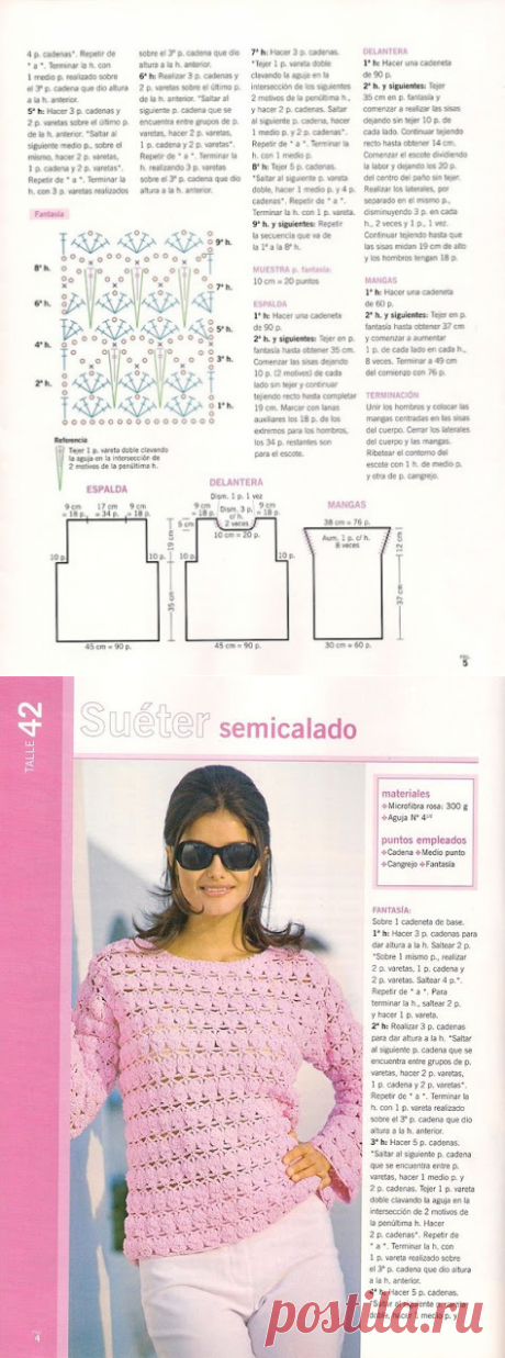 Деликатности в вязание крючком Габриэла: Suéters шаг за шагом