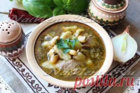 Постный суп с чесночными галушками и грибами, рецепт с фото