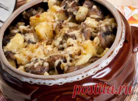 Грибы с говядиной под сыром в горшочках - Dynastyofchefs.ru
