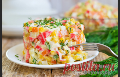 Салат из крабовых палочек с кукурузой: рецепт приготовления и полезные свойства