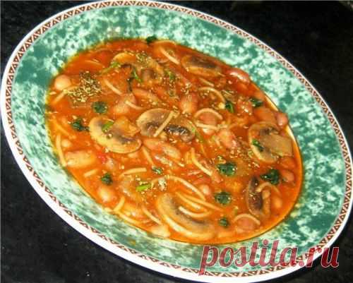 Суп с шампиньонами и фасолью