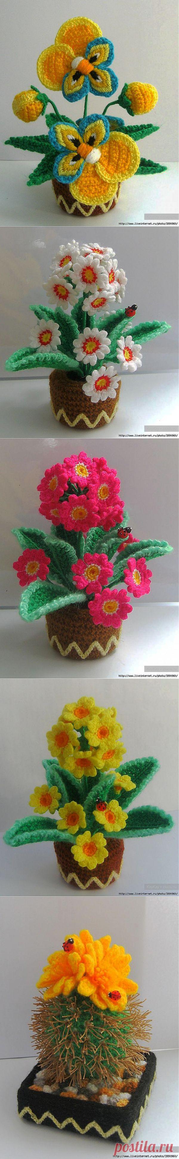 Вязаные цветочки крючком ИДЕИ.