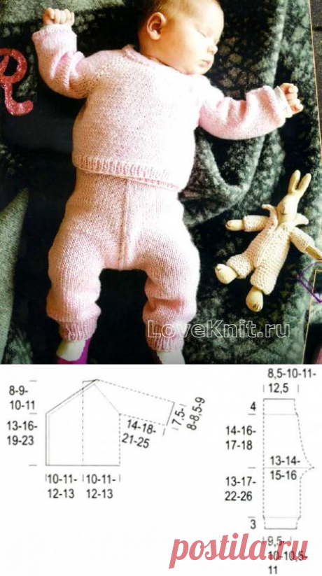 Комплект из кофточки и штанишек для младенца схема » Люблю Вязать