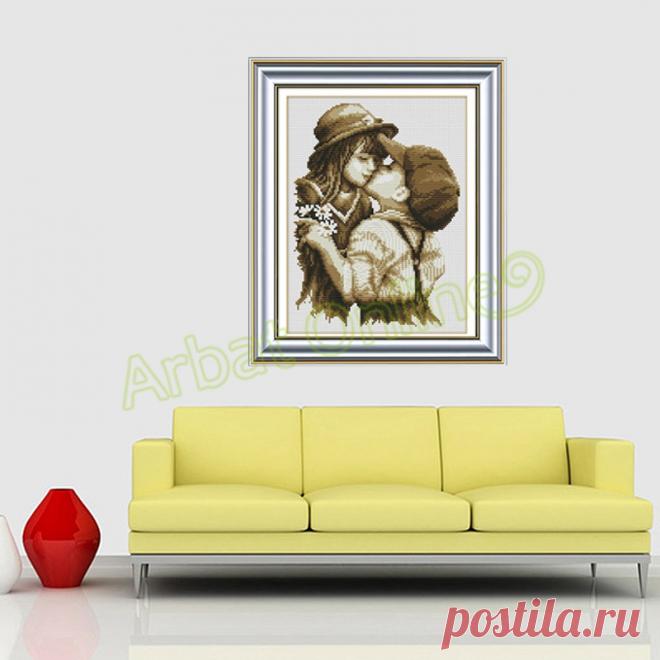 Горячие рукоделие DIY вышивки крестом первой романтической картины поцелуй крест вышивка украшения живописи искусство домашнего декора # Arbat купить на AliExpress