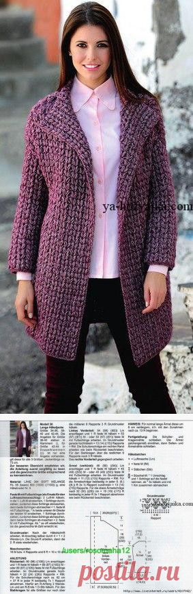 Пальто крупной вязкой описание. Модное пальто из толстых ниток крючком