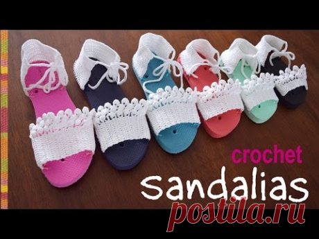 Sandalias tejidas a crochet en 7 tallas/ Tejiendo Perú