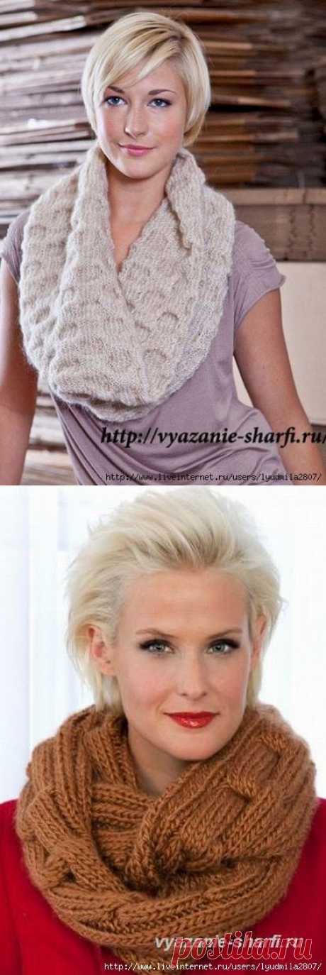 Шарф-снуд спицами. Две модели
