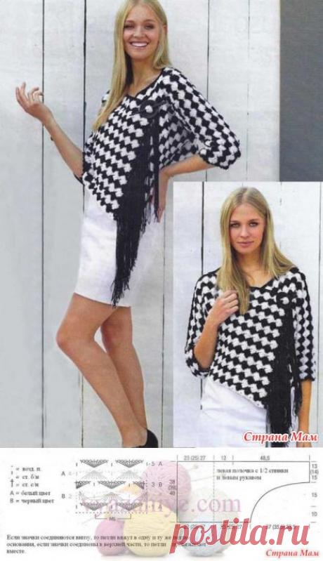 *Черно-белый жакет-кимоно крючком из Hakeltrends 2014. 3 размера - Все в ажуре... (вязание крючком) - Страна Мам