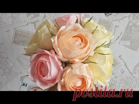 Как я делаю розы из гофрированной бумаги для своих композиций.  DIY Cabbage rose from crepe paper