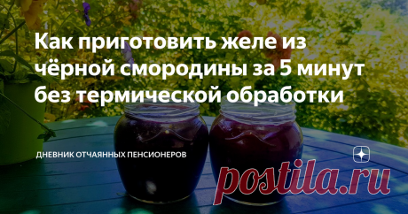 Как приготовить желе из чёрной смородины за 5 минут без термической обработки Сегодня утром собрали ягоды с наших двух кустов черной смородины. Сорт неизвестен, т.к. покупали саженцы на рынке. Она некрупная, не очень урожайная, но сладкая.
В последние годы мы не готовим ни варенье, ни соленья. Всё замораживаем? фрукты, овощи,  и храним в морозильнике. Это удобно: зимой разморозил и приготовил всё, что хочешь.
Вот и сегодняшнюю смородину я частично заморозила в пакетах, а из