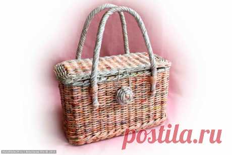 МК Плетёная корзина-сумка – HandMade39.ru Плетёная корзина-сумка из газетных трубочек – мастер-класс. Авторские работы плетёные из бумажной лозы заказать, купить, Калининград