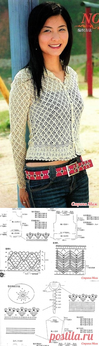 Молодежный ажурный жакет. Крючок. - ВЯЗАНАЯ МОДА+ ДЛЯ НЕМОДЕЛЬНЫХ ДАМ - Страна Мам
