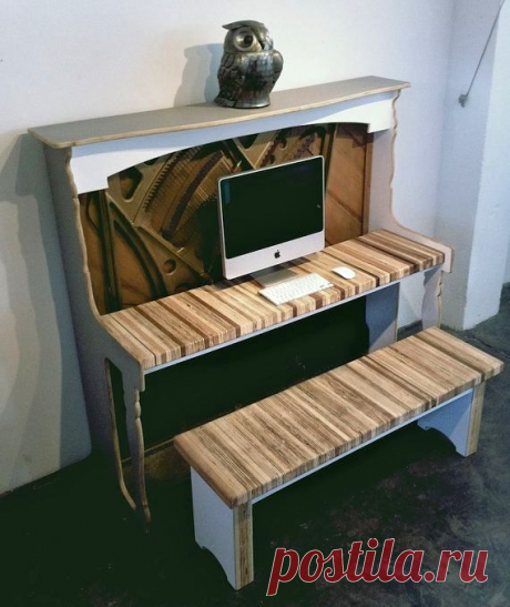Винтажный компьютерный стол из старого пианино | Handmadeidea