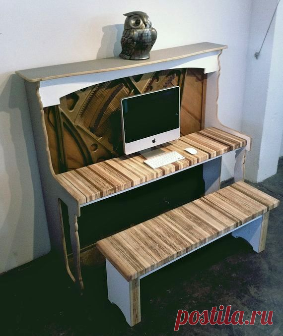 Винтажный компьютерный стол из старого пианино | Handmadeidea