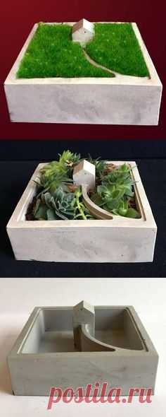 This concrete walk to house planter is so cute. I really love this creative idea. #commissionlink #concrete #cement #planter #walktohouse #concretehouse #decor #home #gardening