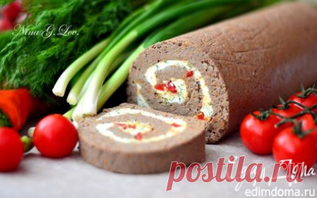 Рулет из отварной печени с пикантной сливочной начинкой