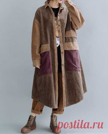 Women Corduroy coat Cotton Windbreaker Large Size coat | Etsy